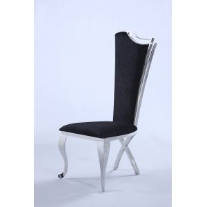 Chintaly - Nadia Contemporary High-Back Side Chair in Black Fabric - (Set of 2) - NADIA-SC-BLK