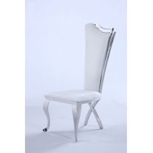 Chintaly - Contemporary High-Back Side Chair in White Fabric - (Set of 2) - NADIA-SC-WHT