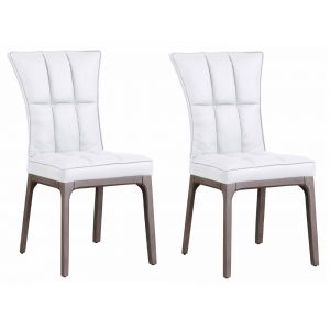 Chintaly - Peggy Modern Tufted Side Chair w/ Solid Wood Frame - (Set of 2) - PEGGY-SC-GRY-WHT