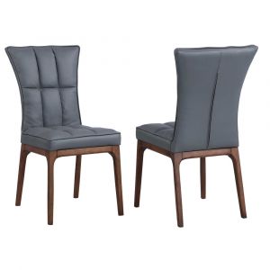 Chintaly - Peggy Modern Tufted Side Chair w/ Solid Wood Frame (Set of 2) - PEGGY-SC-WAL-GRY