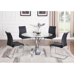 Chintaly - Rebeca - Contemporary Dining Set w/ Round Glass Table & Chairs - REBECA-JANE-5PC-RND