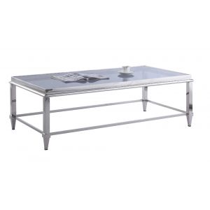 Chintaly - Rectangular Coffee Table With Glass Top And Grey Trim - 2035-RCT-CT