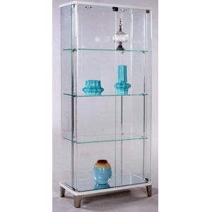 Chintaly - Rectangular Glass Curio W/ Bent Glass Back in Gloss White/Starphire - 6639-CUR
