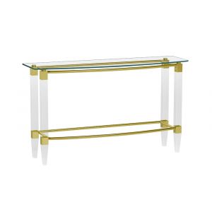 Chintaly - Rectangular Glass Sofa Table w/ Acrylic Legs & Gold Plated Frame - 4038-ST-GLD