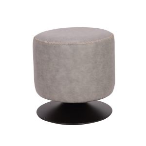 Chintaly - Round Vintage Upholstered Ottoman - 5035-OT-ASH