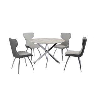 Chintaly - Sandra Contemporary Dining Set w/ Marbleized Melamine Table Top & Gray Chairs - SANDRA-5PC