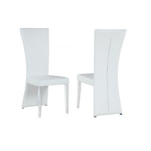 Chintaly - Siena Contemporary High-Back Side Chair w/ Acrylic Legs (Set of 2) - SIENA-SC-WHT