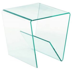 Chintaly - Square Bent Clear Glass Lamp Table - 72102-LT
