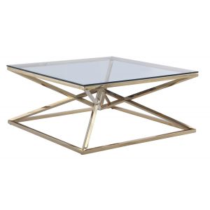 Chintaly - Square Cocktail Table With 12Mm Glass Top - 7616-CT