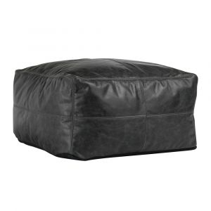 Classic Home - Leather Dexter Onyx Pouf 24x24x12 - VP10021