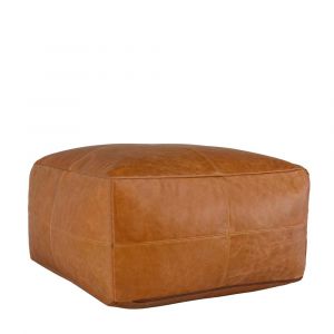 Classic Home - Leather Dumont Chestnut Pouf 24x24x12 (Set of 2) - VP12206