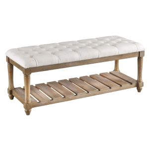 Coast To Coast - Accent Bench in Toffee Brown w/ Cream Fabric - 48129