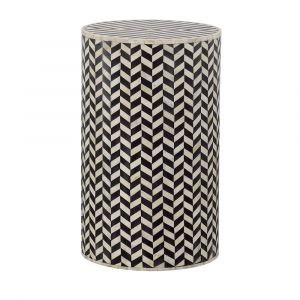 Coast to Coast - Black and White Round Accent Table with Bone Inlay Details - 92513
