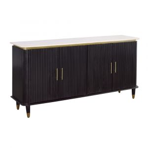 Coast to Coast - Katie - Davina Transitional Black & Gold Four Door Credenza with Marble Top - 92534