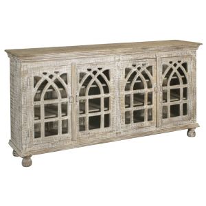 Coast To Coast - Four Door Media Credenza in Cathedral White Wash - 34700
