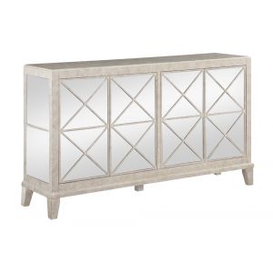 Coast to Coast Imports - Contemporary Style 4 Door Credenza with Mirrored Door Fronts - Metallic Finish - 71137