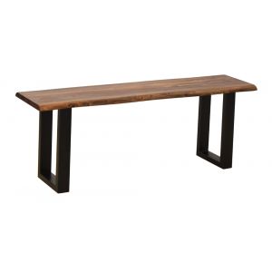 Coast to Coast - Exotic Live Edge Solid Sheesham Wood Counter Height Dining Bench with Iron Legs - 73301