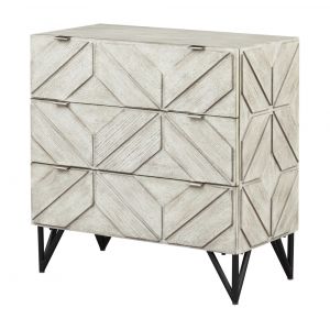 Coast to Coast - Mid-Century Modern 3 Drawer Storage Accent Chest - Rubbed White - 71142_CTC