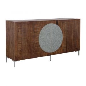 Coast to Coast - Industrial Style Solid Wood Four Door Credenza with Metal Details - 92502