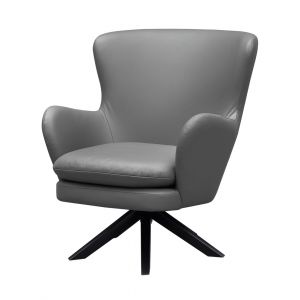 Coast to Coast - Lionel Grey Leather Fan Back Swivel Accent Chair - 90303