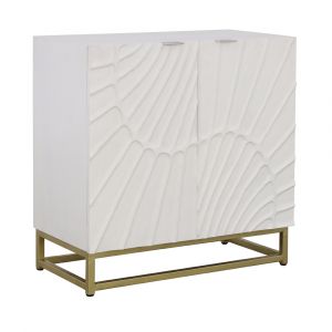 Coast to Coast - Addilyn - Modern White Storage Cabinet with Gold Painted Metal Base - 92517