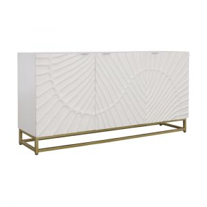 Coast to Coast - Addilyn - Modern White Storage Credneza with Gold Painted Metal Base - 92518