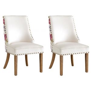 Coast To Coast - Accent Dining Chairs in Toffee Brown w/White & Floral - (Set of 2) - 48114