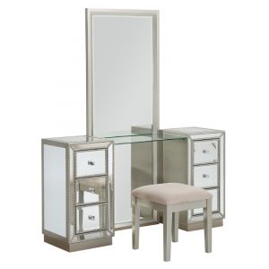 Coast To Coast - Six Drawer Console w/ Mirror & Stool in Elsinore Champagne - 13718