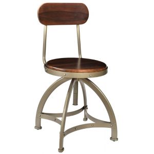 Coast To Coast - Tacoma Adjustable Barstool in Honey Brown & Antique Silver - 44601