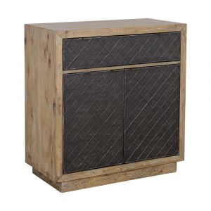 Coast to Coast - Lennox - Transitional Light Natural and Black Two Door Cabinet with One Drawer - 90316
