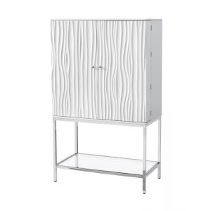 Coast to Coast - Two Door Wine Cabinet - Waves Glossy White  - 55601