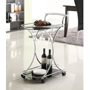 Coaster - Elfman Black Glass Serving Cart - 910001
