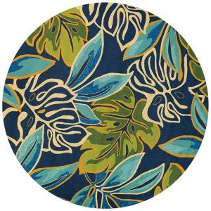 Couristan - Covington Areca Palms/Azure-Forest Green Rug - 7'10'' Round - 43610671710710N