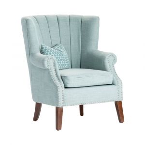 Crestview Collection - Avana Upholstered Channel Back Teal Accent Chair with Kidney Pillow - CVFZR4505