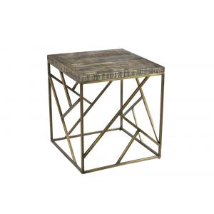 Crestview Collection - Bengal Manor Burnished Ebony Mango Wood with Crazy Cut Iron Aged Gold Square End Table - CVFNR683