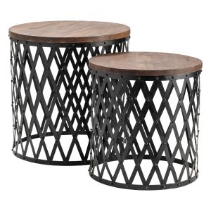 Crestview Collection - Bengal Manor Iron and Mango Wood Set of Tables - CVFNR416