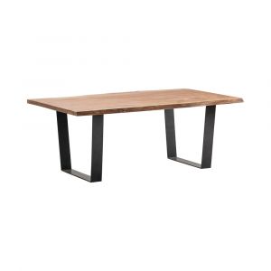 Crestview Collection - Bengal Manor Iron and Live Edge Natural Acacia Wood Rectangle Cocktail Table - CVFNR545