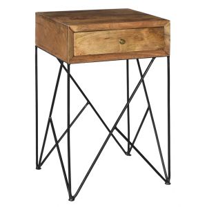 Crestview Collection - Bengal Manor Light Acacia Wood and Metal 1 Drawer Accent Table - CVFNR721