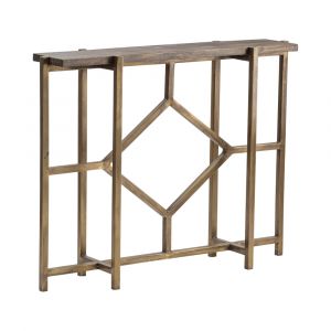 Crestview Collection - Bengal Manor Mango Wood and Iron Diamond Console with Antique Gold Finish - CVFNR672