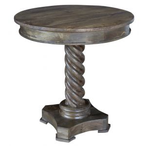 Crestview Collection - Bengal Manor Mango Wood Carved Rope Twist Accent Table - CVFNR328
