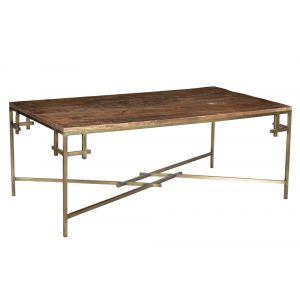 Crestview Collection - Bengal Manor Mango Wood Rectangle Cocktail Table with Iron Square Corner Aged Gold Finish - CVFNR686