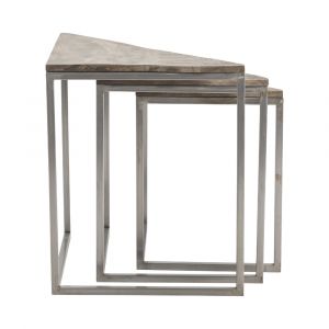 Crestview Collection - Bengal Manor Mango Wood Scraped Iron (Set of 3) Corner Nested Tables in Parkview Grey Finish - CVFNR677