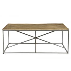 Crestview Collection - Bengal Manor Rough Mango Wood and Iron Asterisk Rectangle Cocktail Table - CVFNR674 - CLOSEOUT
