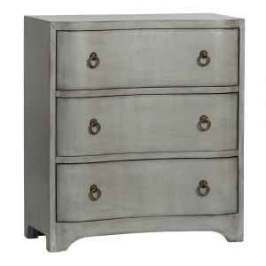 Crestview Collection - Brookstone 3 Curved Drawer Brushed Grey Linen Finish Chest - CVFZR4016