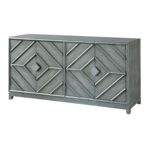 Crestview Collection - Emerson 4 Door Diamond Design Grey Oak Sideboard - CVFZR5041