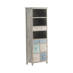 Crestview Collection - Key West Grey Driftwood and Multi Color Nautical 2 Drawer and 2 Door Storage Cabinet - CVFZR4048