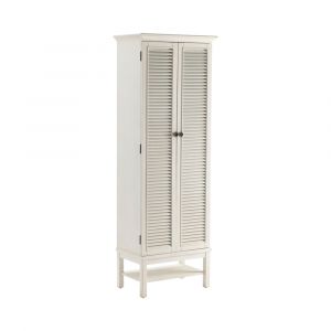 Crestview Collection - Magnolia Louvered 2 Door Tall White Storage Cabinet - CVFZR3682