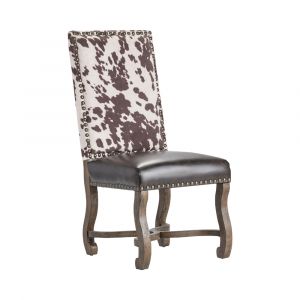 Crestview Collection - Mesquite Ranch Leather and Faux Cowhide Side Chair - CVFZR3719