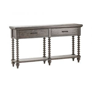Crestview Collection - Pembroke Plantation Recycled Pine Distressed Grey Turned Leg 2 Drawer Console - CVFVR8035