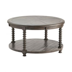 Crestview Collection - Pembroke Plantation Recycled Pine Distressed Grey Turned Leg Round Cocktail Table - CVFVR8033